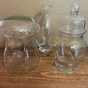 Vintage Libbey Glass Mushroom & Apothecary Vintage Glass Container & Glass Vase